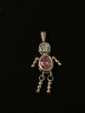 Gemstone Dangle Person Sterling Silver Charm Pendant