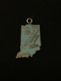 Indiana Enameled Outline Sterling Silver Charm Pendant