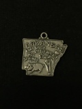 Arkansas Outline Sterling Silver Charm Pendant