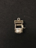 3D Wishing Well Sterling Silver Charm Pendant