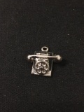 Small Rotary Dial Phone Sterling Silver Charm Pendant