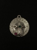 Hawaii Pineapple Gemstone Sterling Silver Charm Pendant