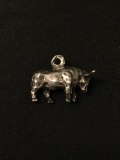 3D Longhorn Bull Sterling Silver Charm Pendant