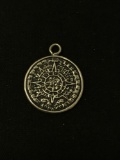 Aztec Mayan Sun Sterling Silver Charm Pendant