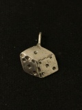 Dice Sterling Silver Charm Pendant