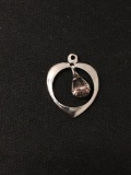 Dangle Gemstone Heart Sterling Silver Charm Pendant