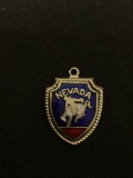 Vintage Nevada Rodeo Enameled Sterling Silver Charm Pendant