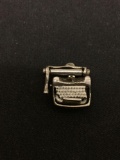 3D Typewriter Sterling Silver Charm Pendant
