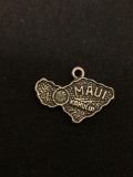 Maui Hawaii Sterling Silver Charm Pendant