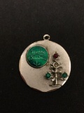 Merry Christmas Multi Color Sterling Silver Charm Pendant