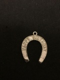 Happy Birthday Horseshoe Sterling Silver Charm Pendant