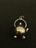 3D Teapot Sterling Silver Charm Pendant