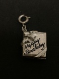 Heavy Opening Happy Birthday Gift Sterling Silver Charm Pendant
