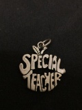 Special Teacher Sterling Silver Charm Pendant