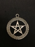 Pentagon Star Sterling Silver Charm Pendant