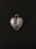 Vintage Puffy Heart Sterling Silver Charm Pendant