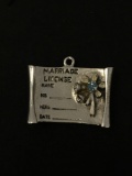 Heavy Marriage License Sterling Silver Charm Pendant