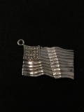 DDS Thai Diamond Lined American Flag Sterling Silver Charm Pendant