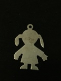 Girl With Pigtails Sterling Silver Charm Pendant