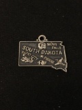 South Dakota State Outline Sterling Silver Charm Pendant