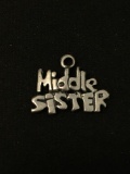 MIDDLE SISTER Sterling Silver Charm Pendant