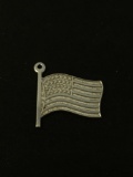 Carved American Flag Sterling Silver Charm Pendant