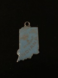 Indiana State Map Sterling Silver Charm Pendant