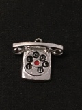 I Love You Telephone Sterling Silver Charm Pendant