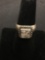 Princess Faceted 7x7mm Bezel Set Rope Framed Zircon Center Signed Designer Sterling Silver Ring
