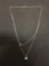 Double Strand Cable Link 20in Long Sterling Silver Necklace w/ 6.5mm Round Blue Topaz & Petite