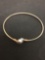 Signed Designer Elegant 14kt Rose Gold Bypass Bangle Bracelet w/ Leaf Accented Round 8 & 6mm Pearls