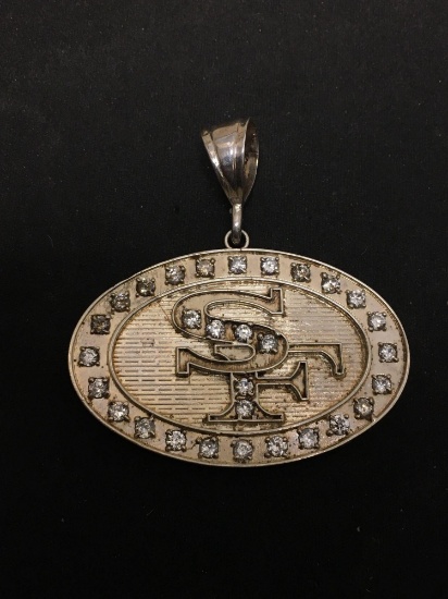 Giant San Francisco 49ers Bling 2 Inch Sterling Silver NFL Pendant