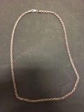 Italian Made Rope Link 3.0mm Wide 20in Long Sterling Silver Chain - 23 Grams