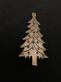 Multi Colored Enameled Mexican Made Signed Designer Sterling Silver 2.25in Tall Christmas Tree