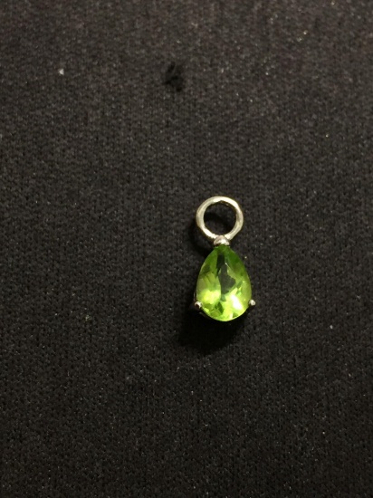 Pear Faceted 7x5mm Peridot Petite Sterling Silver Pendant