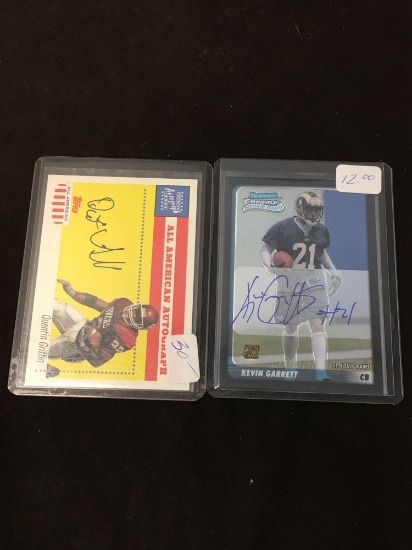 2 Count Lot of Football Autograph Football Cards - Kevin Garrett & Quentin Griffin