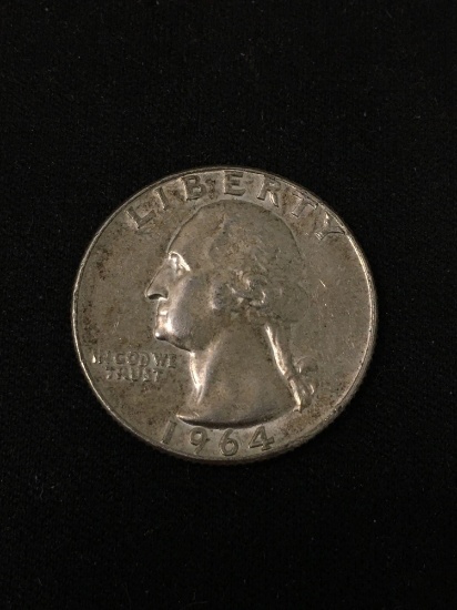 1964-D United States Washington Silver Quarter - 90% Silver Coin from Estate