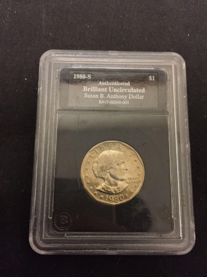 Graded 1980-S Susan B Anthony USA $1 Dollar UNC Coin