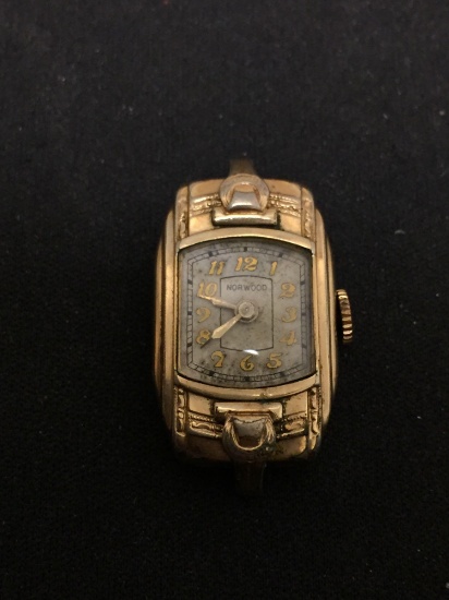 Incredible Norwood Art Deco Design Antique Gold Filled Watch Face