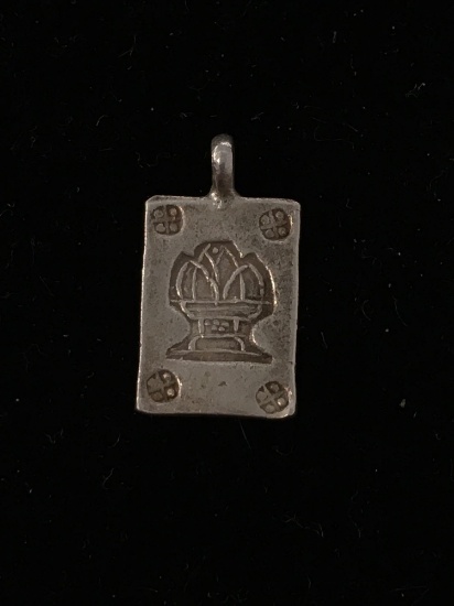 Egyptian Style Hierogliphic Tablet Sterling Silver Charm Pendant