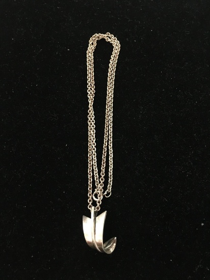 Tiffany & Co Designed 1in Long Sterling Silver Pendant w/ 18in Cable Chain