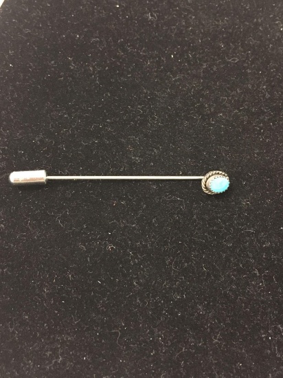 Rare Native American Sterling Silver & Turquoise Hair Pin