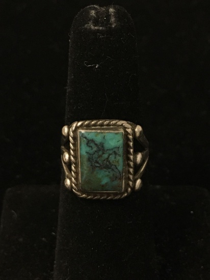 Vintage Native American Sterling Silver & Turquoise Ring Sz 5.5