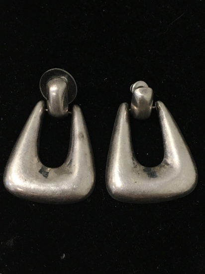 Large 1.25in Long Pair of Sterling Silver U-Shaped Earrings