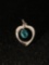 Gemstone Heart Sterling Silver Charm Pendant