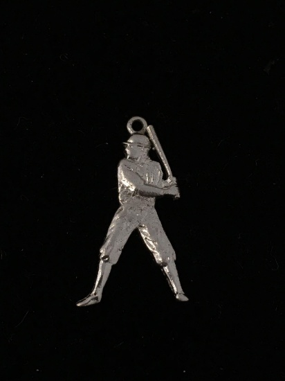 Baseball Player Sterling Silver Charm Pendant