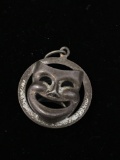 Comedy Tragedy Masks 2 Sided Sterling Silver Charm Pendant
