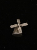 Moving Windmill Sterling Silver Charm Pendant