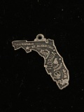 Florida State Map Sterling Silver Charm Pendant