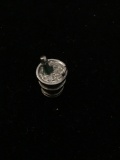 Bottle of Champagne in Ice Bucket Sterling Silver Charm Pendant